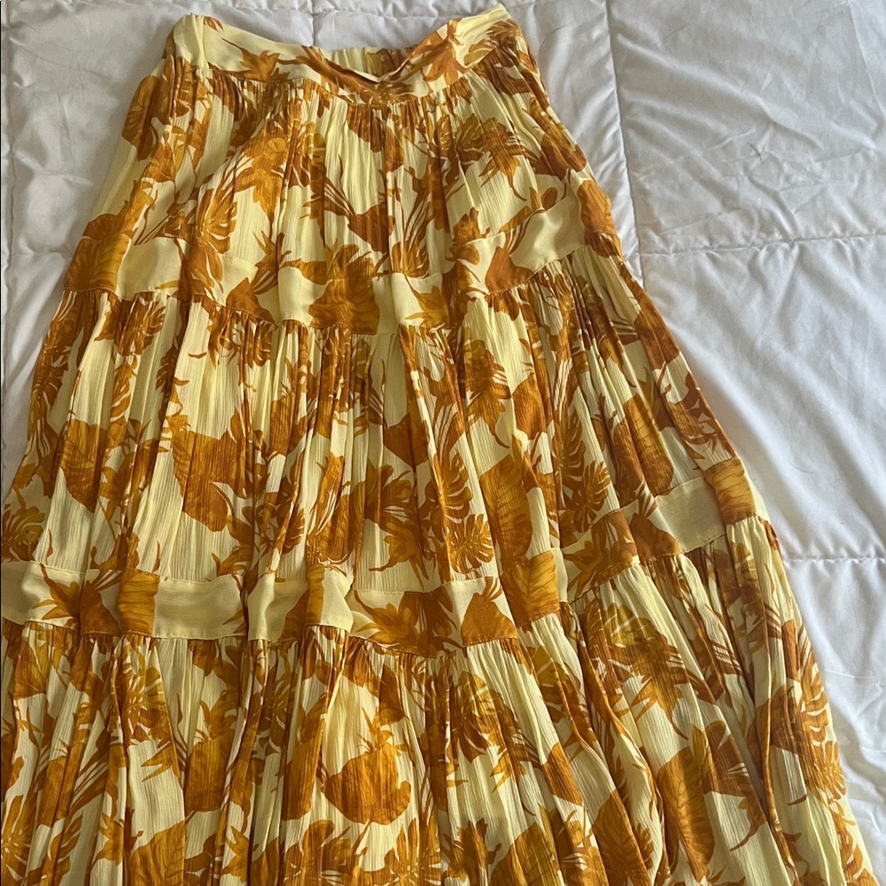 Banana Republic Yellow and Brown Floral Maxi Skirt